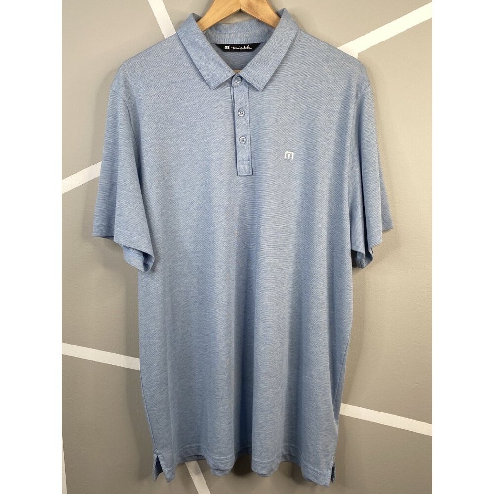 Travis Mathew Pima Cotton Polo Blue Stripe Men’s XXL 2XL Short Sleeve Shirt